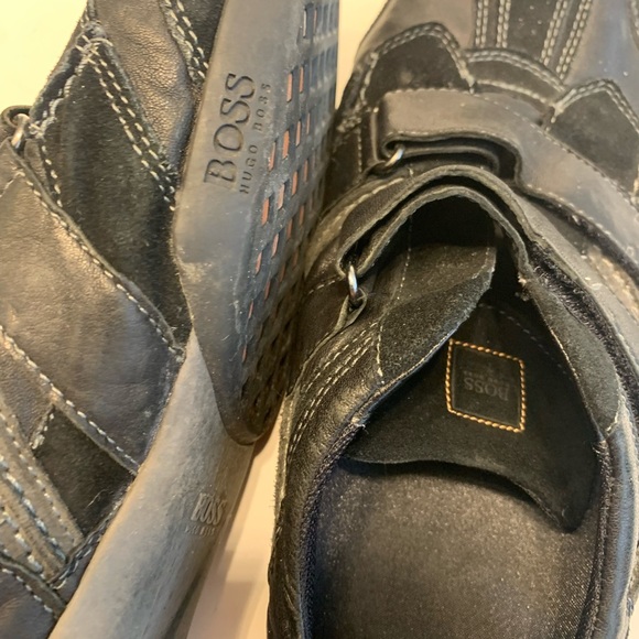 Hugo Boss leather/suede sneakers Black Velcro straps - Picture 11 of 11